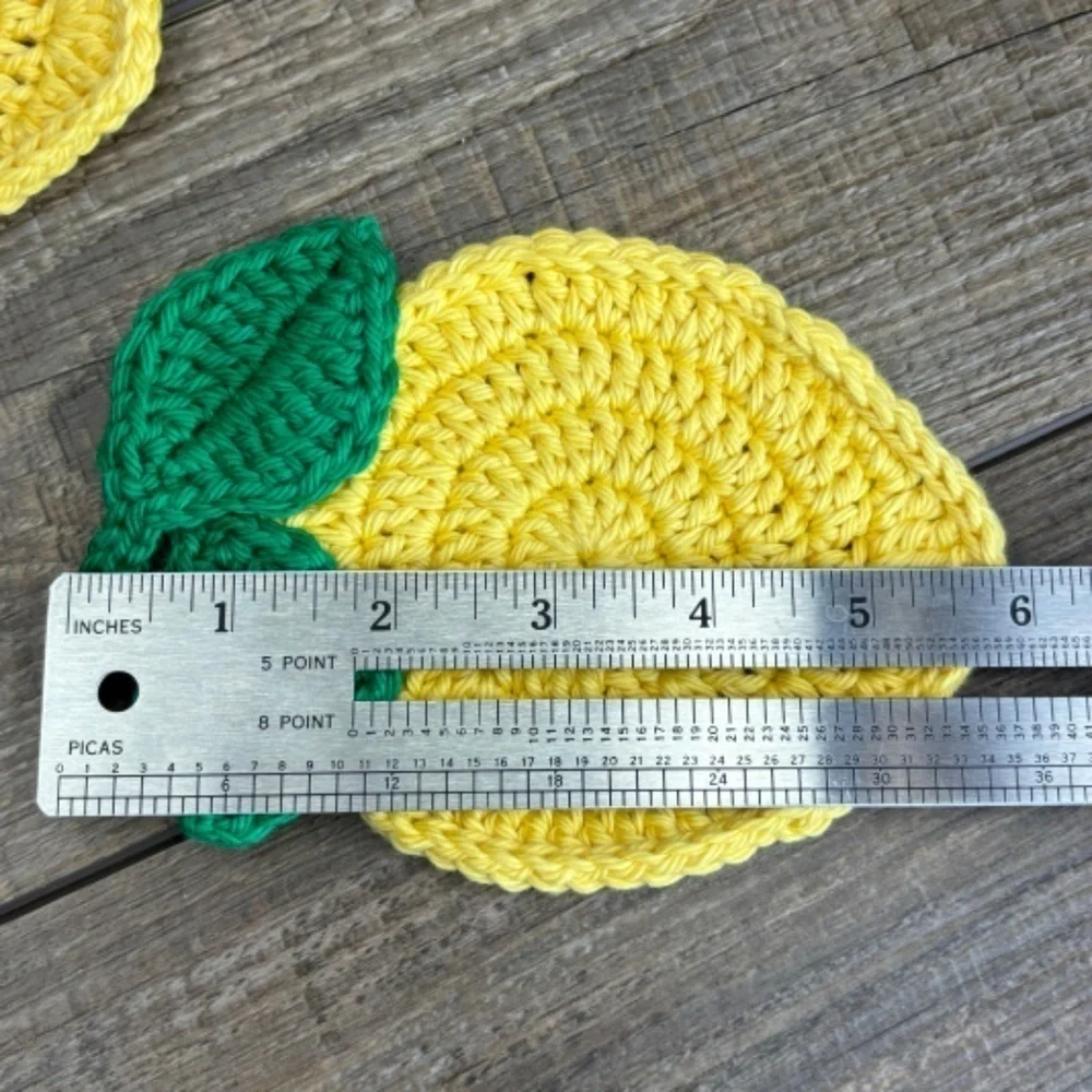 Lemon Cup Mug Coasters Set of‎ 4 Handcrafted Crochet by Seller Cotton